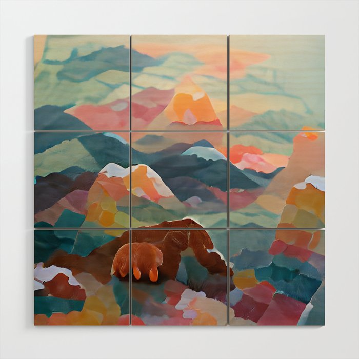 Soft Pastel Abstract Mountains Wood Wall Art