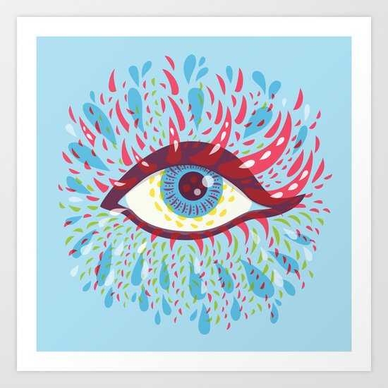 Weird Blue Psychedelic Eye Art Print