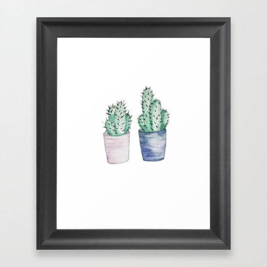Cacti watercolor illustration Framed Art Print