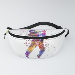 Watercolor cricket player Fanny Pack