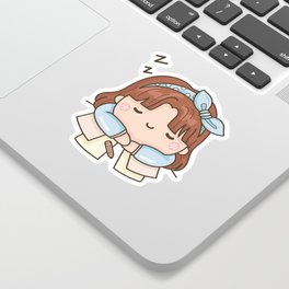 Girl Sleeping at Her Desk Sticker