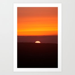 Sun behind the mountains in Portugal | Sunset travel photography poster Art Print