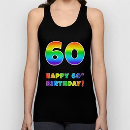 [ Thumbnail: HAPPY 60TH BIRTHDAY - Multicolored Rainbow Spectrum Gradient Tank Top ]