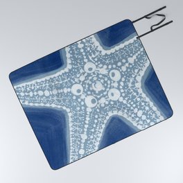 Starfish Blue and White Picnic Blanket