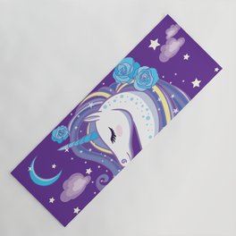 Magical Unicorn in Purple Sky Yoga Mat