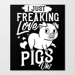 Mini Piggy Pig Farmer Funny Canvas Print