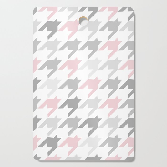 Pink & Gray Houndstooth  Cutting Board