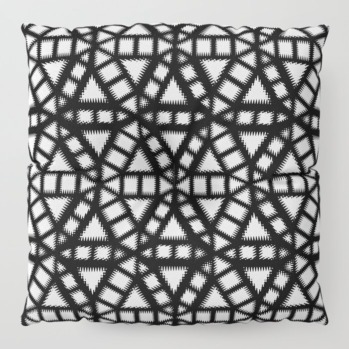 Black and White Pinwheel Pattern Illustration - Digital Geometric Artwork Floor Pillow