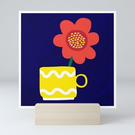 Red Flower Yellow Mug Mini Art Print