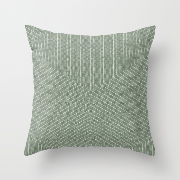 boho hexagon stripes - sage Throw Pillow