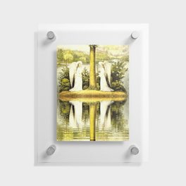 Tree of life; Garden of Eden and angels by reflection pond landscape painting Floating Acrylic Print
