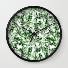 Watercolor Tropical Palm Leaves Pattern Wall Clock