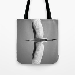 Wings of an Egret in Mid-flight black and white photography - black and white photographs Tote Bag