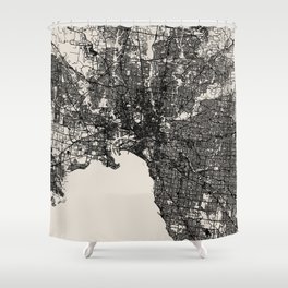 Melbourne - Australia - City Map Black and White Shower Curtain