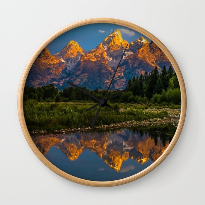 Grand Tetons Lake Reflections - Wyoming Wall Clock