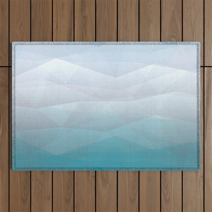 Triangle Pastels Minimalist, abstract painting with pastel colors, teal, aqua, grey, gray, beige Outdoor Rug