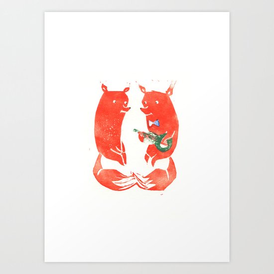 Mister Fox in love Art Print