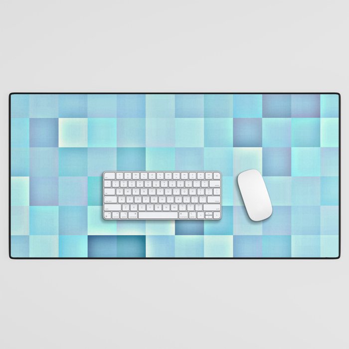 Aqua Periwinkle Blue Pixels  Desk Mat