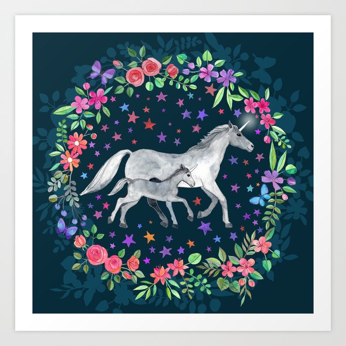 Mama And Baby Unicorn Art Print By Micklyn Society6 Polish your personal project or design with these unicorn transparent png images, make it even more personalized and more attractive. mama and baby unicorn art print by micklyn