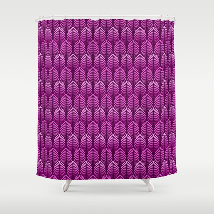 Art Deco Feather Pattern, Amethyst Purple Shower Curtain