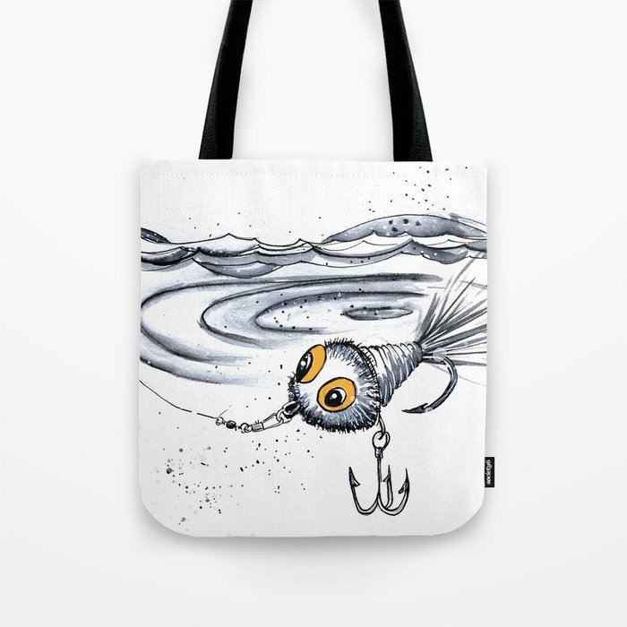 Fishing Lure Underwater with dangling hook and ripple Tote Bag