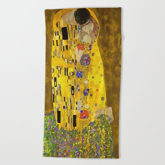 The Lovers Kiss After Klimt Beach Towel