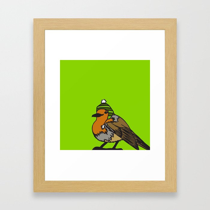 Robin in a hat Framed Art Print