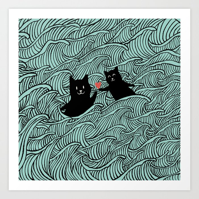 hidden cat 56g I Sea U Art Print