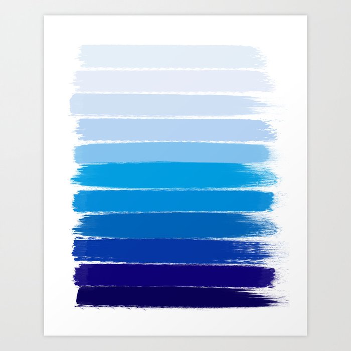 Kent - blue ombre brush strokes art Art Print