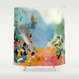 garden with sea view and olive tree Shower Curtain
