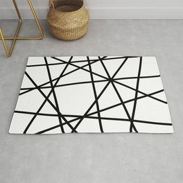 Black Lines - withe Triangles geometric Area & Throw Rug