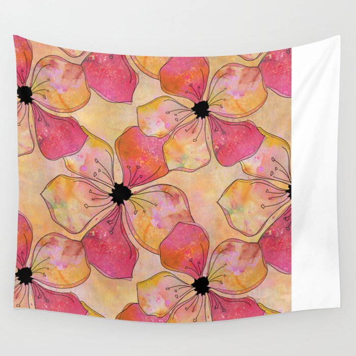 Floral watercolor pattern in pastel tones Wall Tapestry