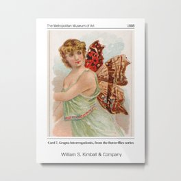 "Card 7, Grapta Interrogationis, from the Butterflies series" (1888) by William S. Kimball & Company Metal Print | Print, Card7, Beauitful, Ephemeralart, Painting, Collectible, Americana, Victorian, Series, Woman 