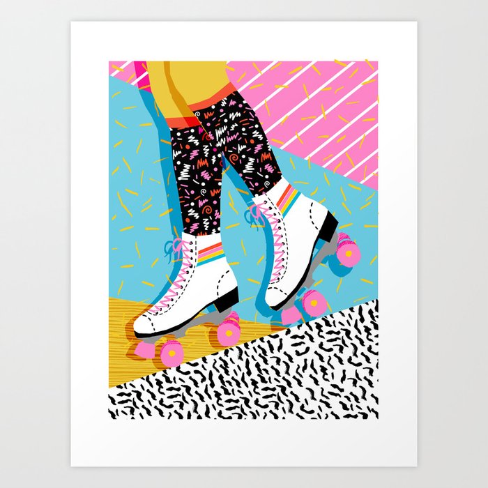 Steeze - 80's memphis rollerskating rad neon trendy art gifts throwback retro vibes Art Print