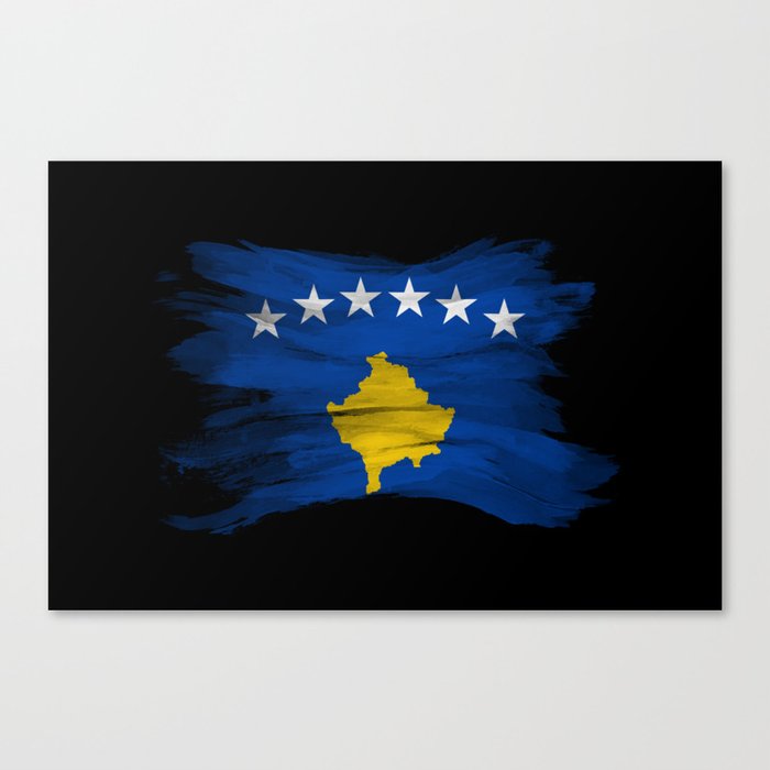 Kosovo flag brush stroke, national flag Canvas Print