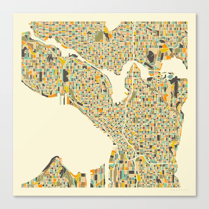 SEATTLE Map Canvas Print