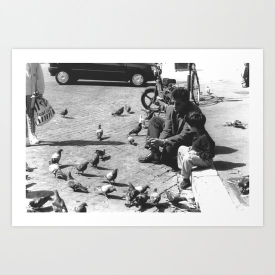 father and son (and a dove) Art Print