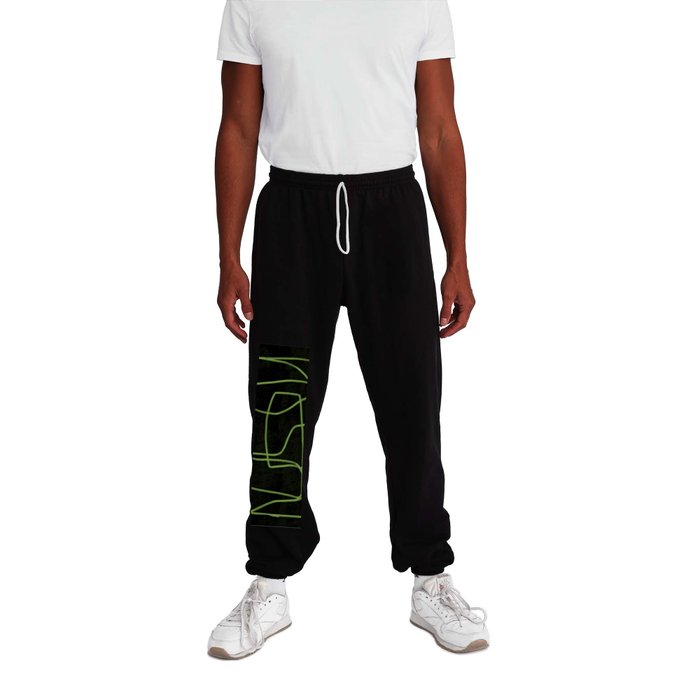 Abstract line art Green Lines Sweatpants