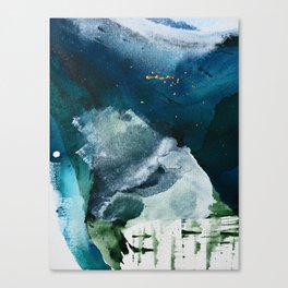Untamed [2]: a vibrant minimal abstract design in blue gold and white by Alyssa Hamilton Art Canvas Print