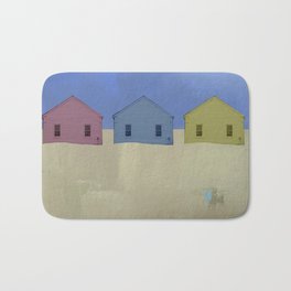 Beach Cottages, colorful houses, coastal, row houses Bath Mat | Summer Shack, Little Houses, Lifes A Beach, Beach Wall Art, Cottages, Blue, Pink, Collage, Beach Cottage, Beachcottage 