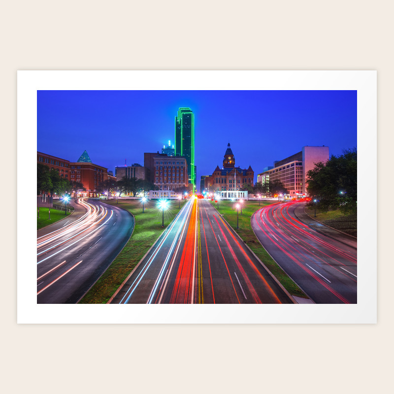Dealey Plaza At Dawn Dallas Texas Skyline Art Print By Gregoryballosfineart Society6