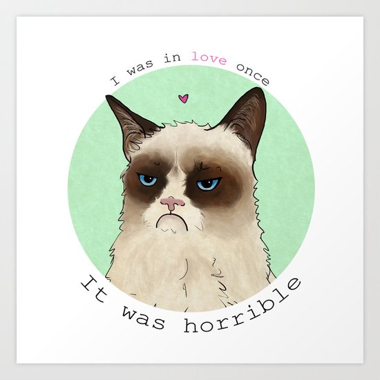 Grumpy cat love Art Print
