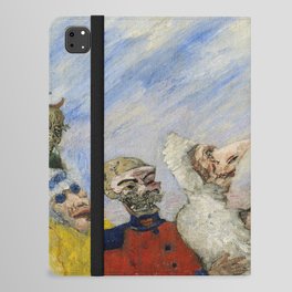 The beautiful wedding couple, a-hem, cough, cough; squelette arrêtant masques grotesque art portrait painting masks and ugly skeletons by James Ensor iPad Folio Case