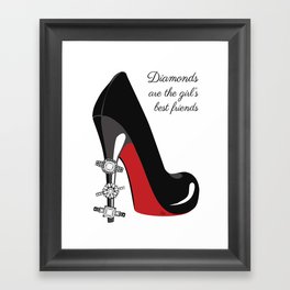 Diamonds are the girls best friends high heels illustration Framed Art Print