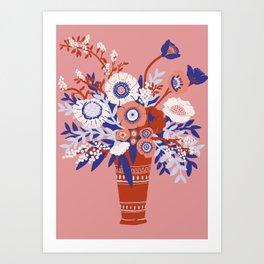 Floral coral Art Print