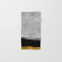 Black and Gold grunge stripes on modern grey concrete abstract backround I - Stripe - Striped Hand & Bath Towel