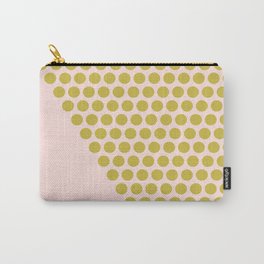 Dot Cascade Minimalist Geometric Pattern in Mustard Gold and Blush Pink Carry-All Pouch