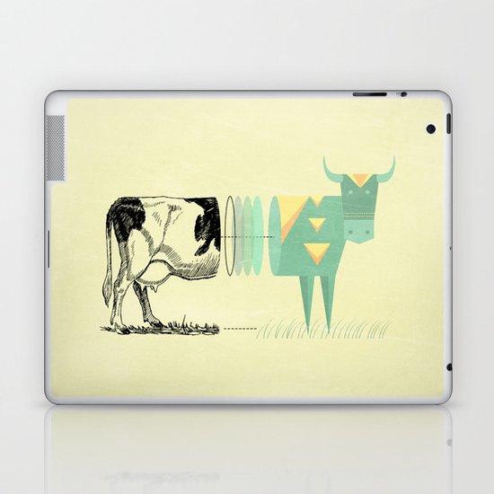 the black and white cow who wanted to be colorfully geometric Laptop & iPad Skin