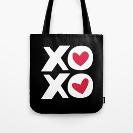 XOXO in Black and White with Red Heart Tote Bag
