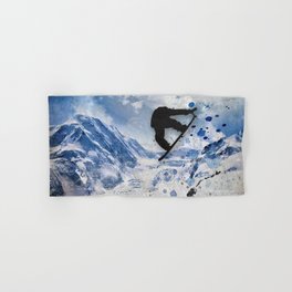 Snowboarder In Flight Hand & Bath Towel